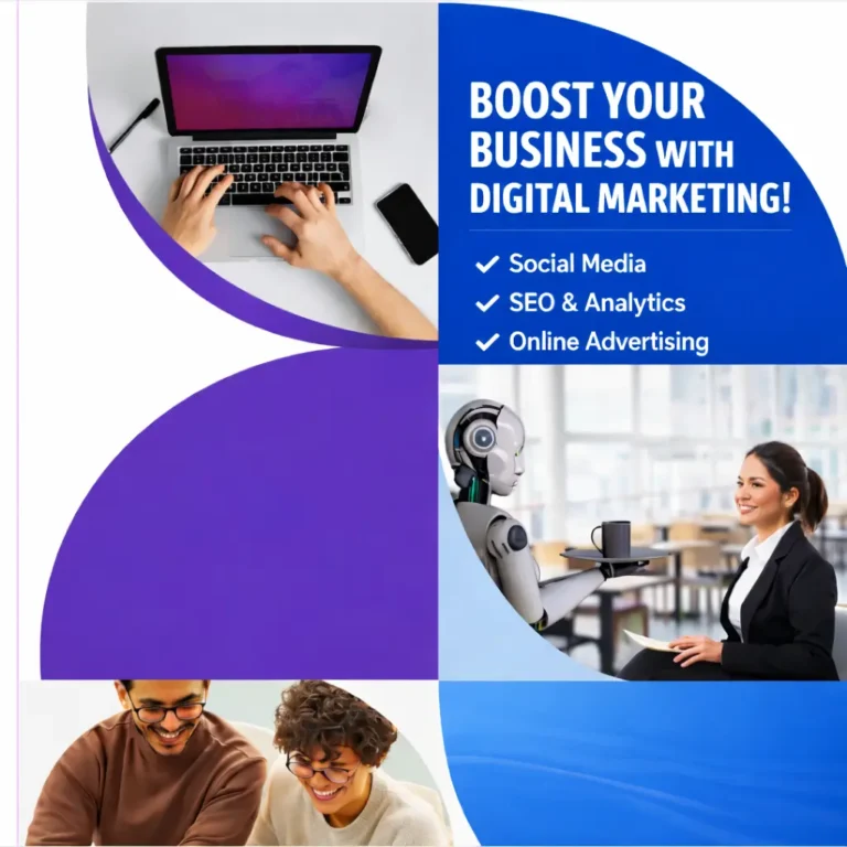 Digital marketing services including SEO, social media marketing and online advertising